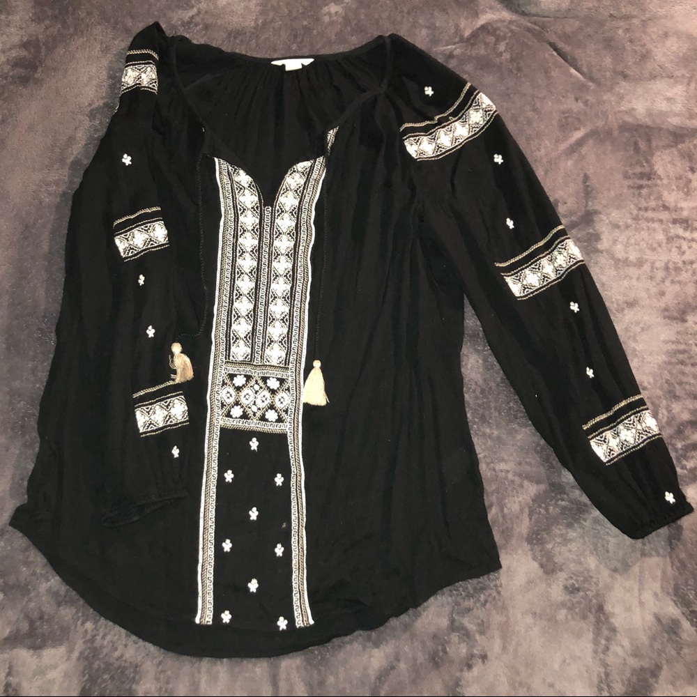 Black tribal blouse with tassels
